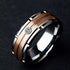 Men 8mm Titanium 2-Tone Brushed Rose Gold Zircon Inlay Comfort-Fit Wedding Band